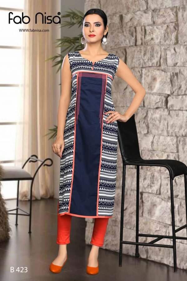 Navy Blue Stripped Kurti