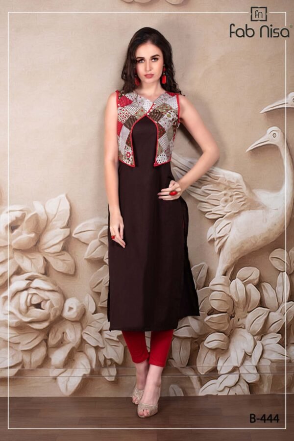 Brown Jacketed Neckline Kurti