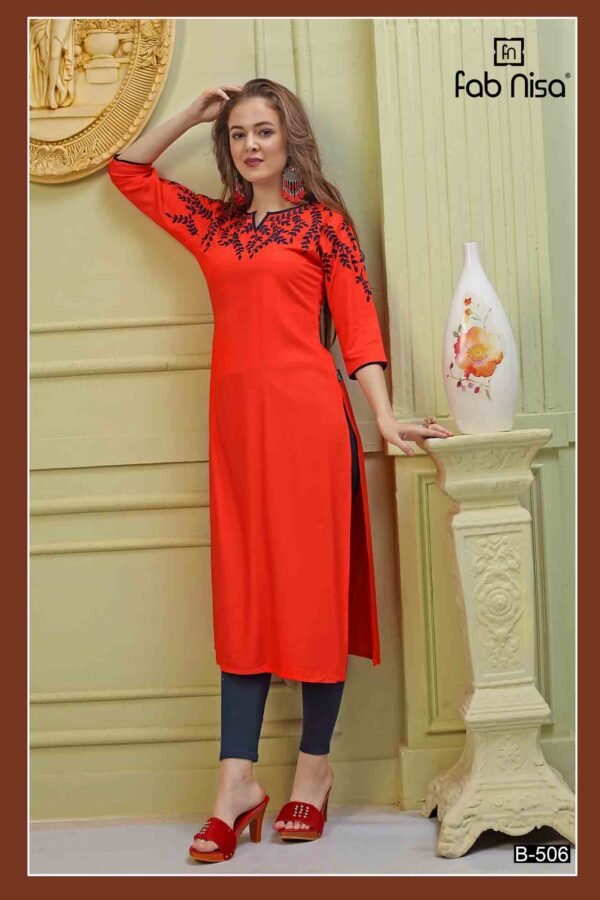 Rust Red Solid Kurti