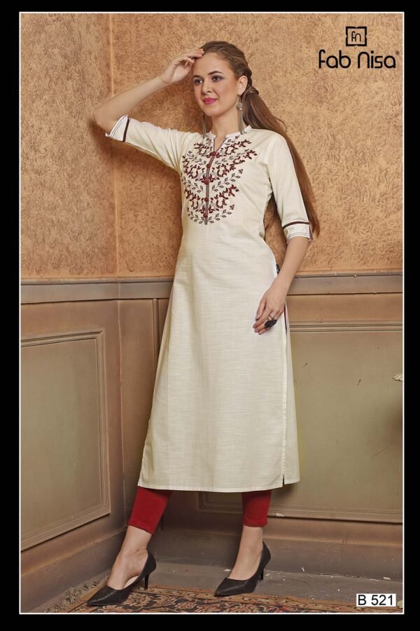 Vanila White Solid Kurti