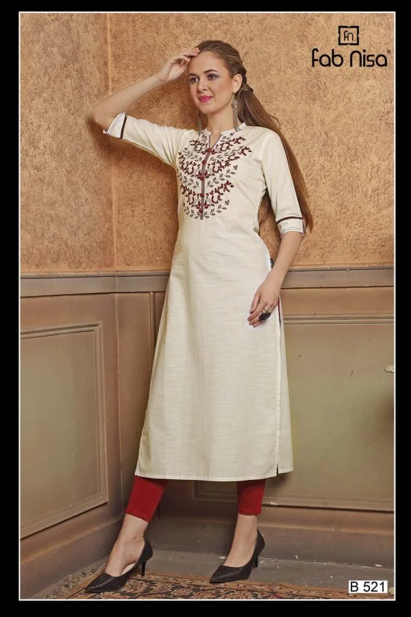 Vanila White Solid Kurti