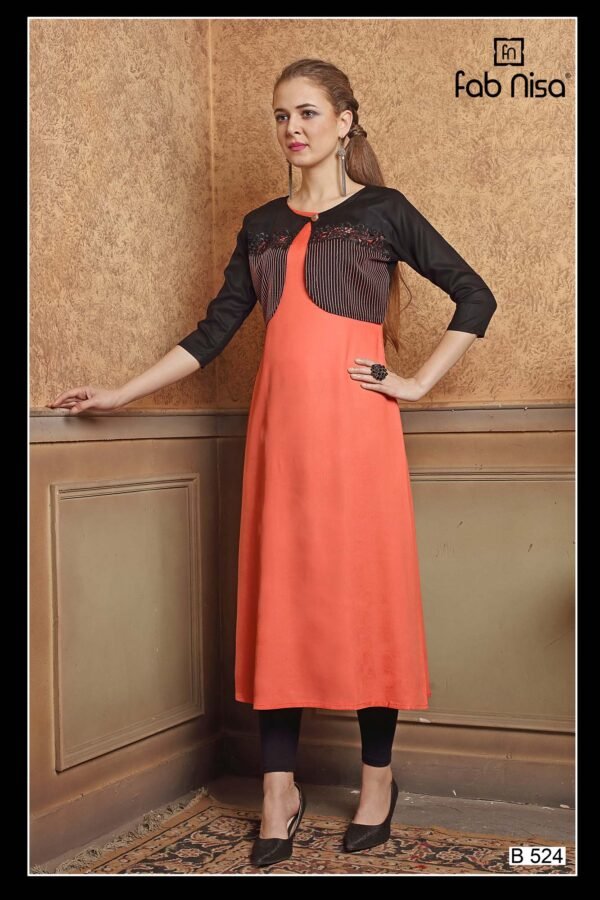 Peach Solid Kurti