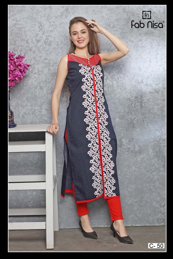 Navy Printed Kurti