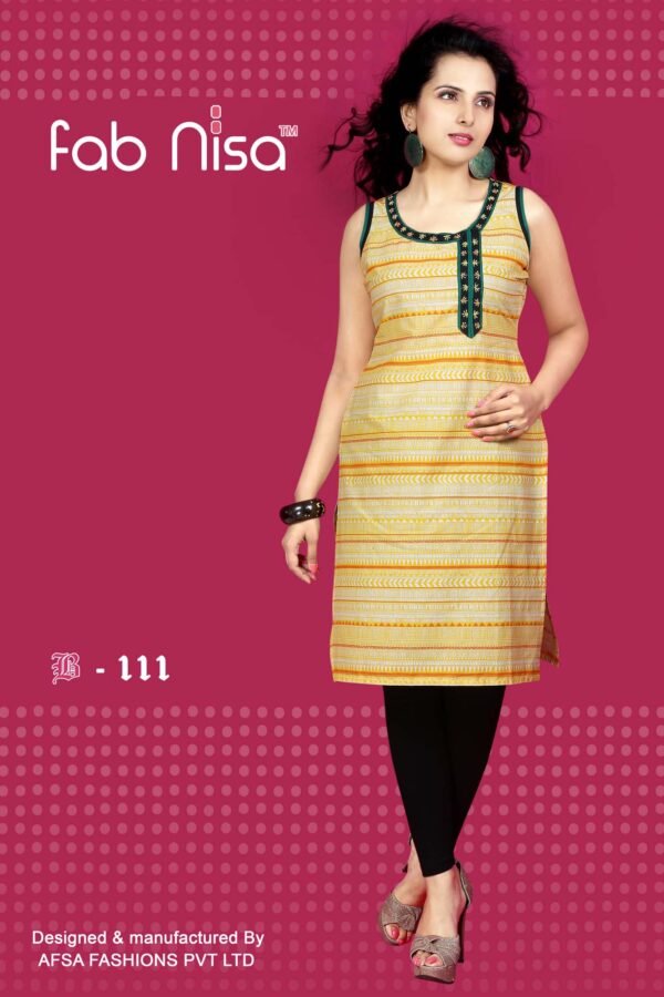 Mango Stripped Cotton Kurti