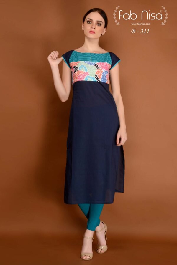 Navy Blue Solid Kurti