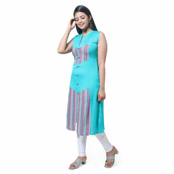Sea Green Printed Kurti