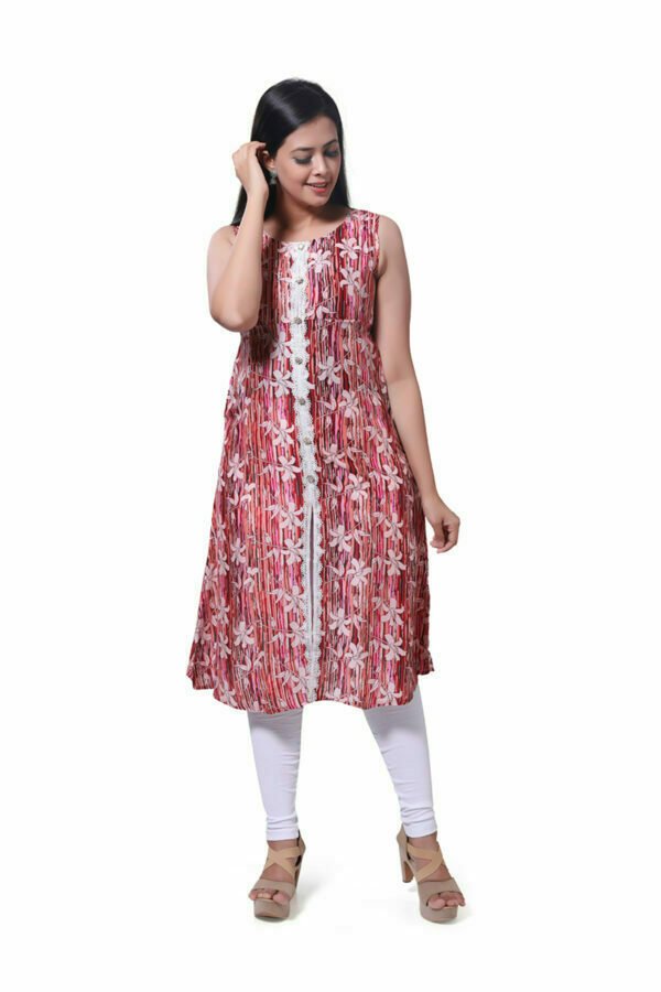 Peach Floral Printed Kurti