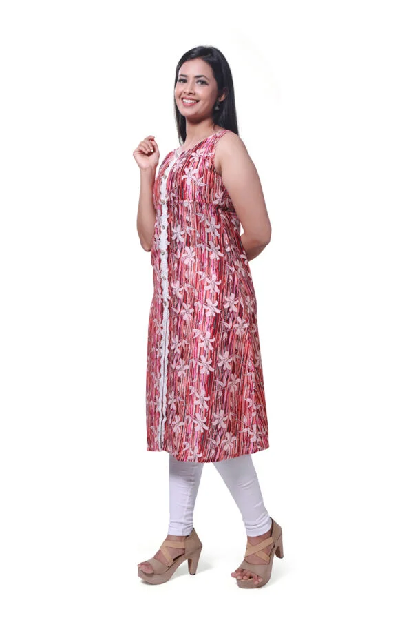 Peach Floral Printed Kurti - Image 3