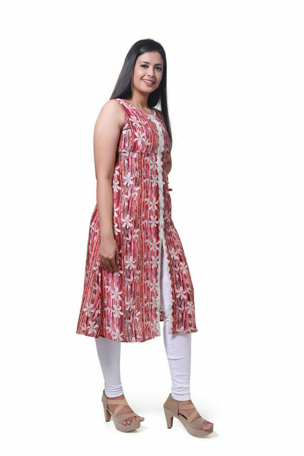 Peach Floral Printed Kurti - Image 2