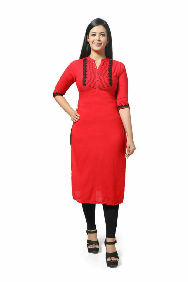 Red Solid Kurti - Image 2