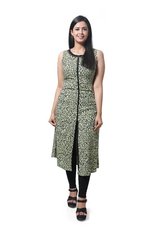 Lemon Cheetah Print Kurti - Image 2