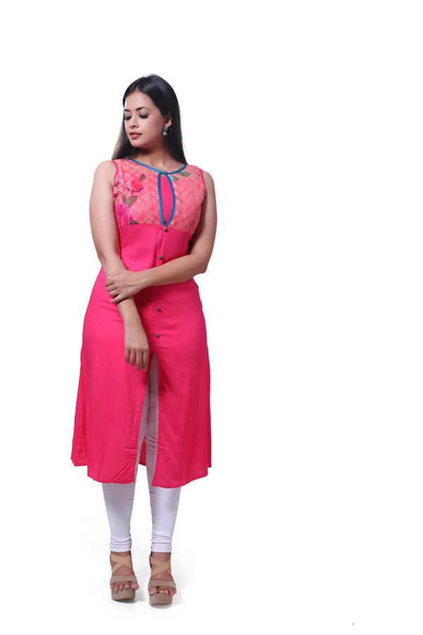 Pink Solid Kurti