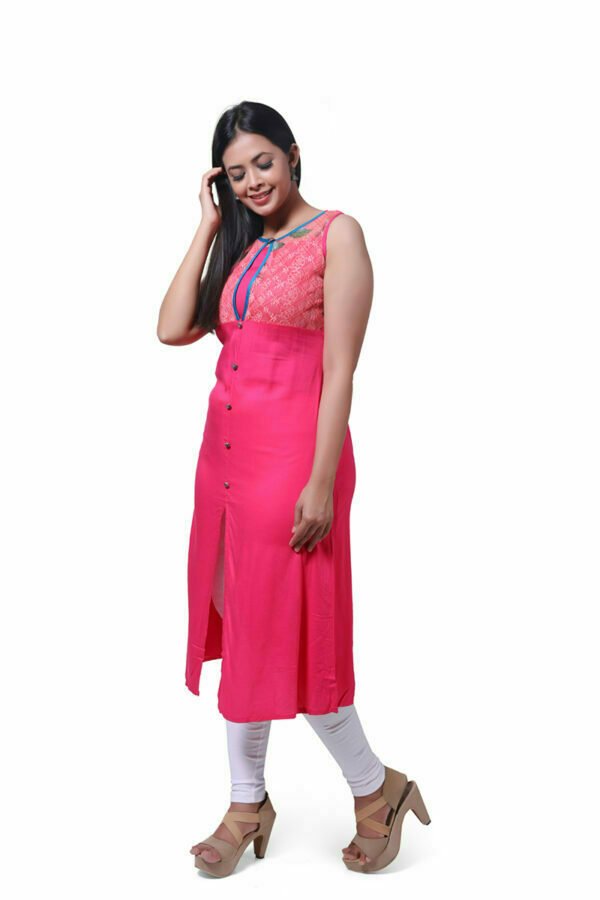 Pink Solid Kurti - Image 3