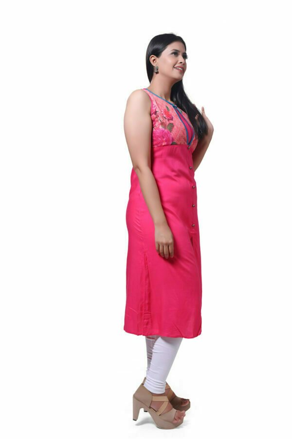 Pink Solid Kurti - Image 2