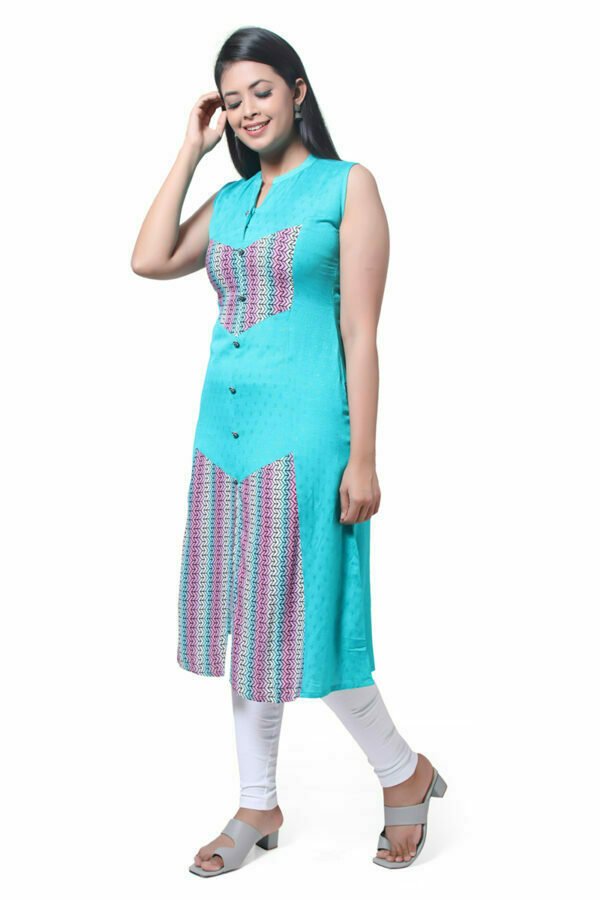 Sea Green Printed Kurti - Image 4