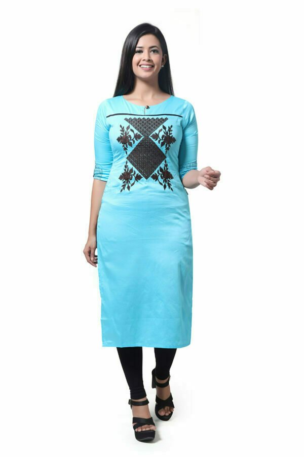 Sky Blue Printed Kurti - Image 2