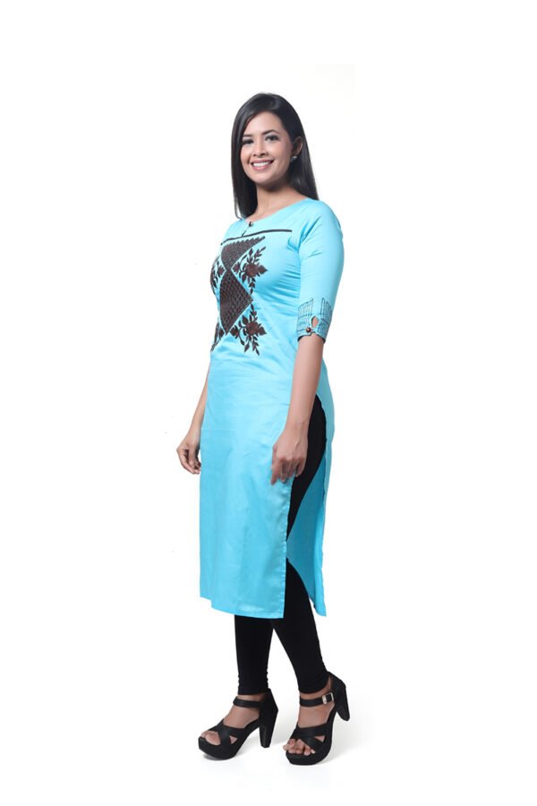 Sky Blue Printed Kurti - Image 3