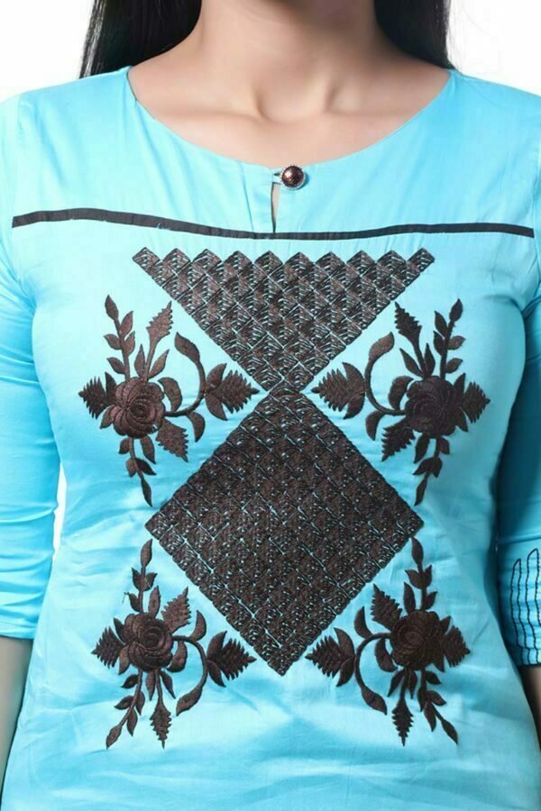 Sky Blue Printed Kurti - Image 5