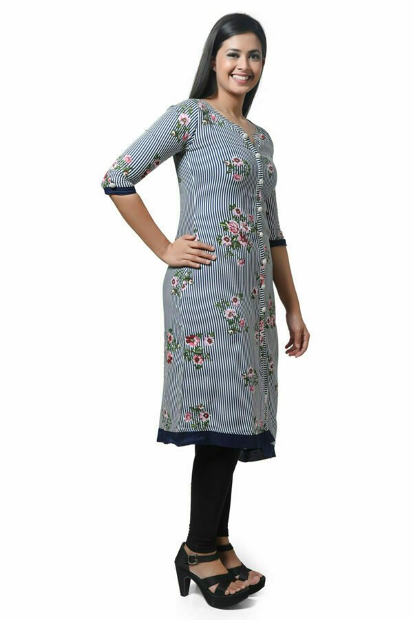 Navy Asymmetric Cut Kurti - Image 4