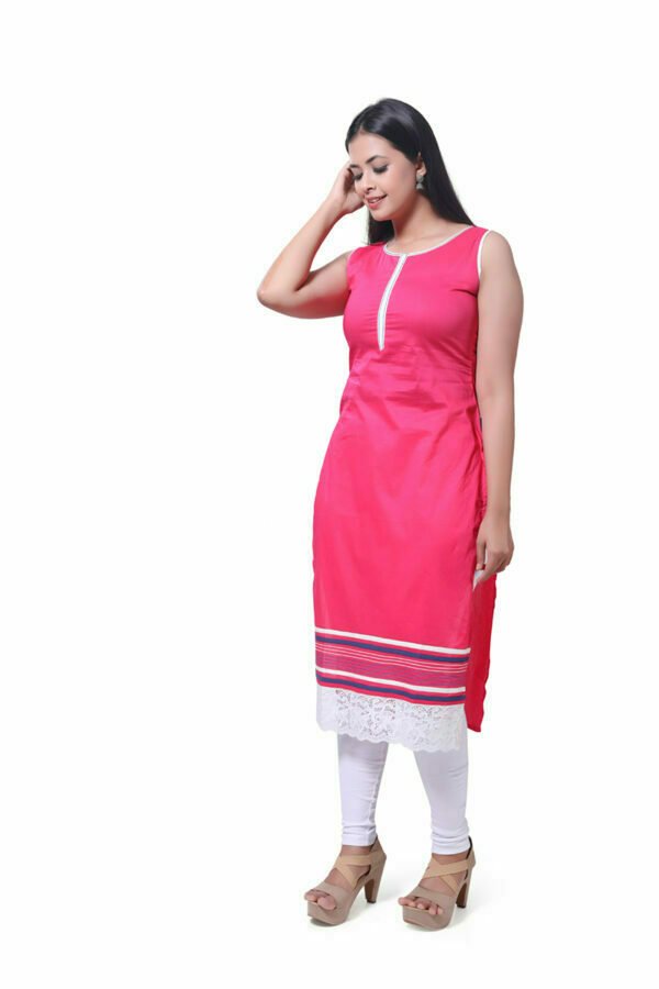 Pink Solid Short Kurti - Image 3