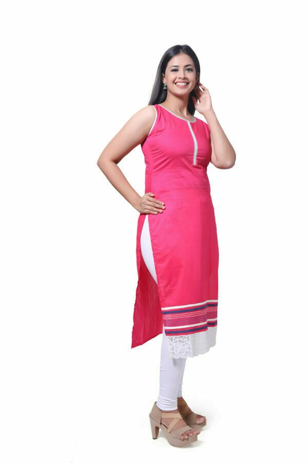 Pink Solid Short Kurti