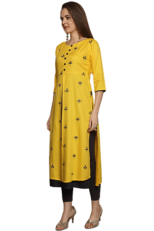Yellow Solid Front Slit Formal Kurti