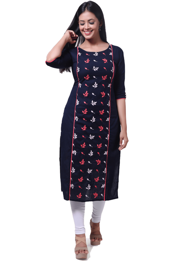 Dark Navy Straight Pattern Formal Ethnic Kurti