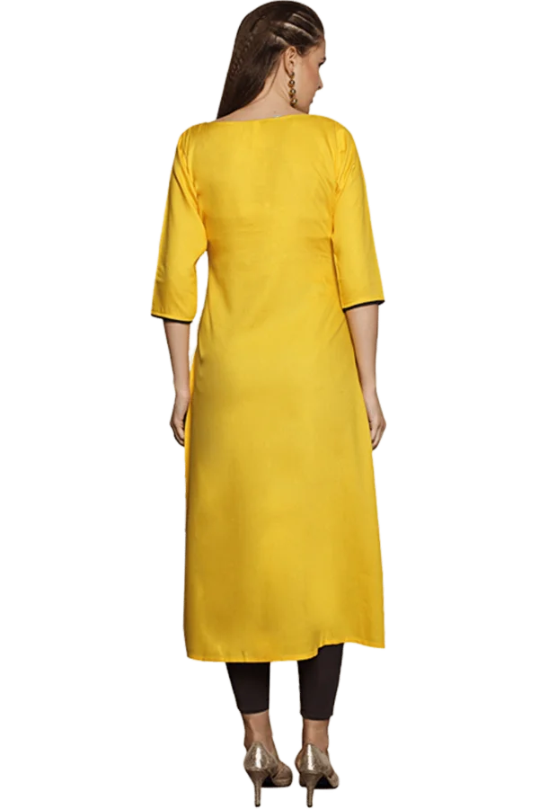 Yellow Solid Front Slit Formal Kurti