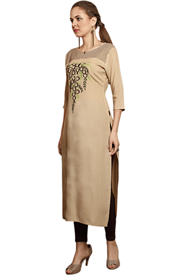 Beige Solid Formal Ethnic Kurti