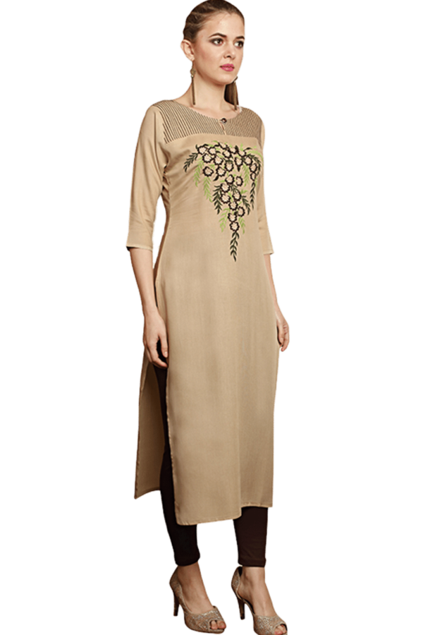 Beige Solid Formal Ethnic Kurti