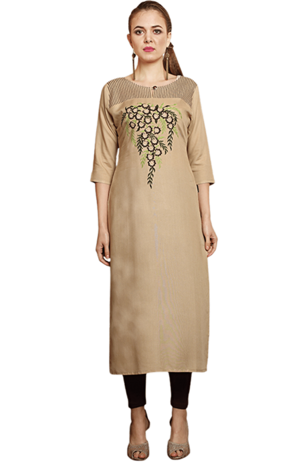 Beige Solid Formal Ethnic Kurti