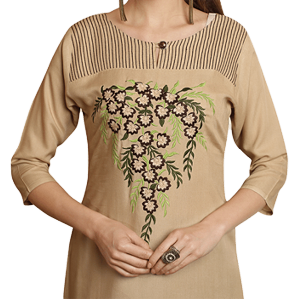 Beige Solid Formal Ethnic Kurti
